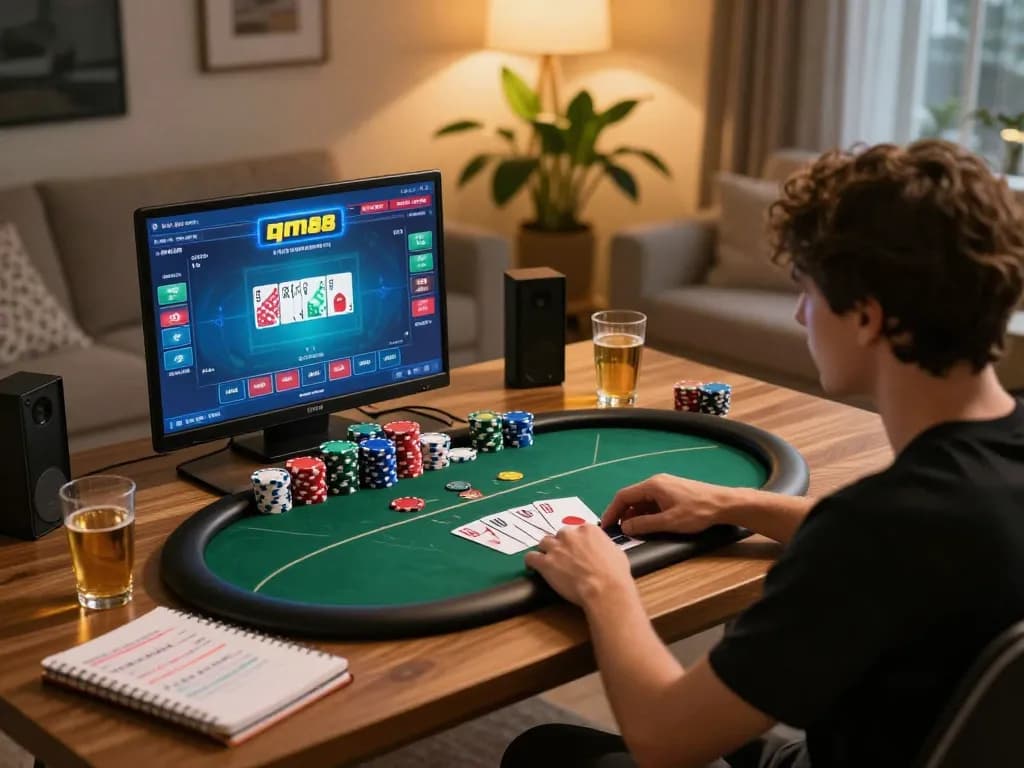 Playing go88 online poker at home with strategic notes and a cozy atmosphere