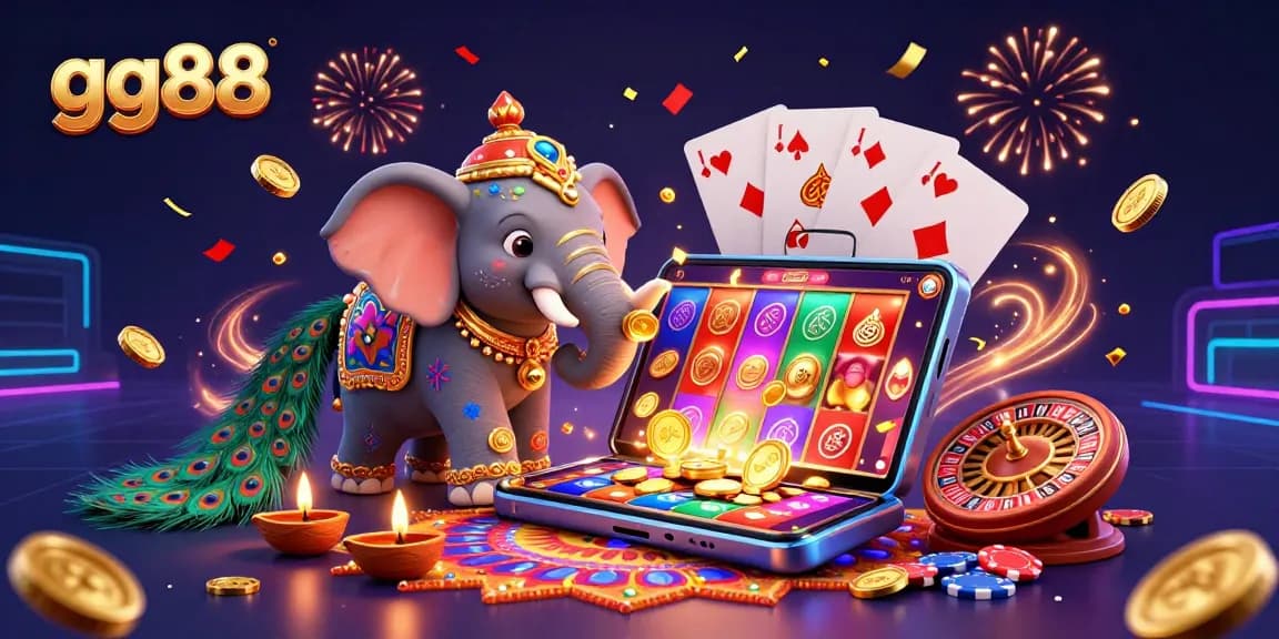 Engage in exciting gameplay at gg88 with vibrant casino elements, featuring festive visuals in a spirited scene.