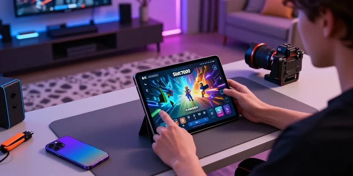 Engaging Slot7000 gaming platform experience with colorful graphics and accessories.