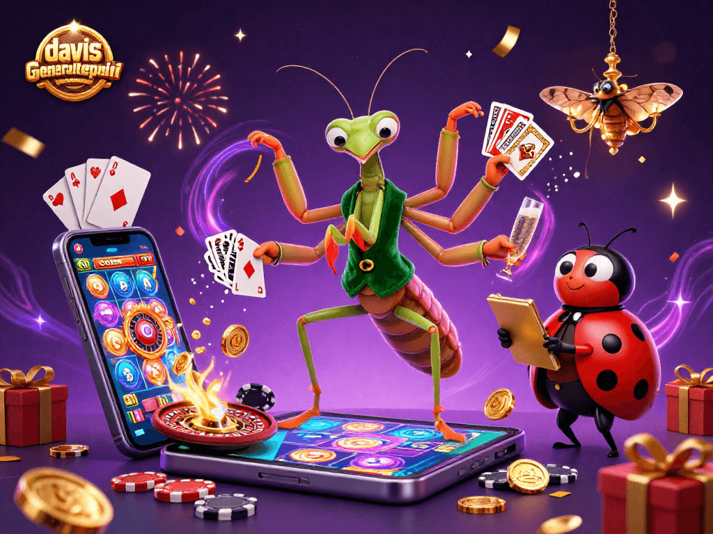 Davisgeneralrepair showcases a vibrant casino scene with characters engaging in thrilling card games, celebrating wins.