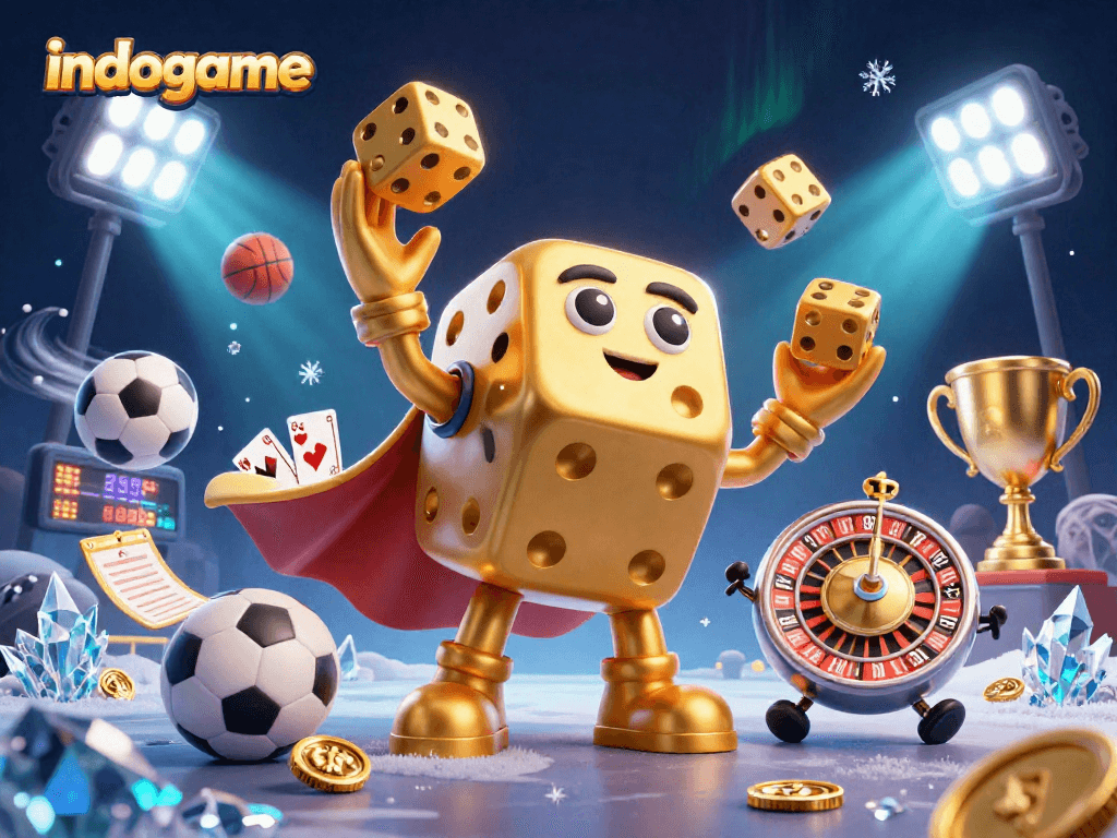 Join the thrilling action at indogame with dynamic sports elements and golden dice characters in motion.