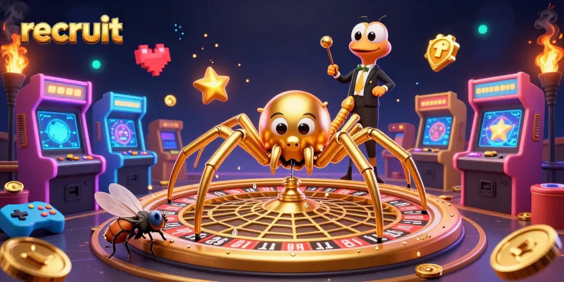 Experience thrilling bets with recruit’s colorful casino gaming scene featuring lively characters.