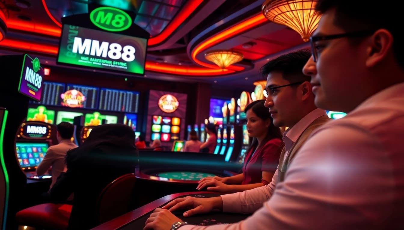 Interactive gaming scene at MM88 casino platform, showcasing excitement and innovation.