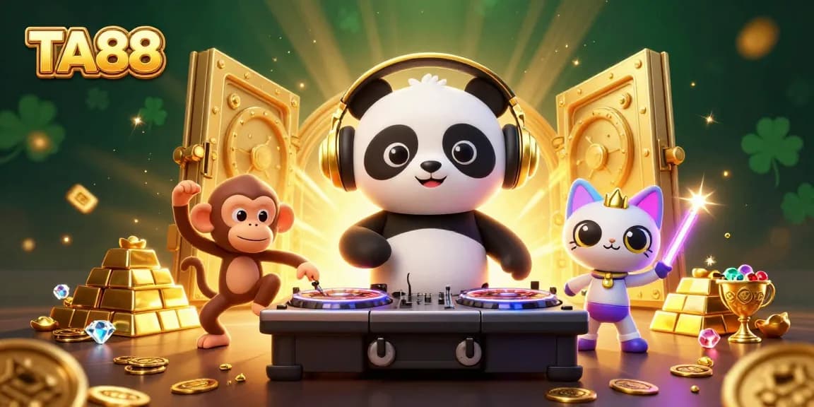Engage with TA88 in vibrant casino action while DJ panda spins at the roulette wheel.