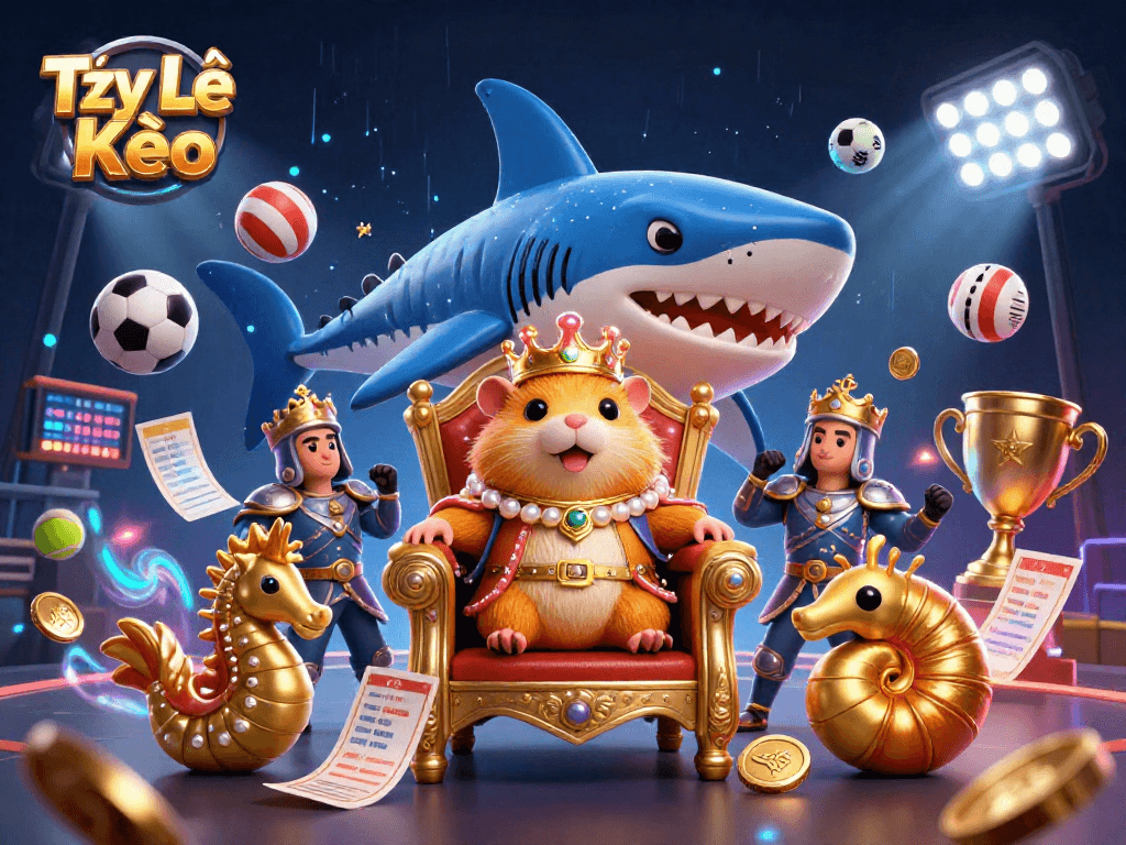 Place winning bets with Tỷ Lệ Kèo while the golden hamster king rules a thrilling sports betting scene.