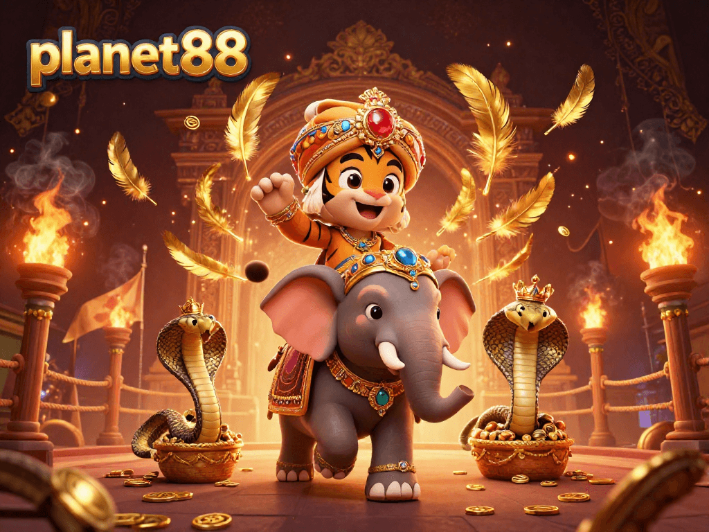 Engage with planet88's thrilling games amidst an enchanting Indian-themed casino scene.