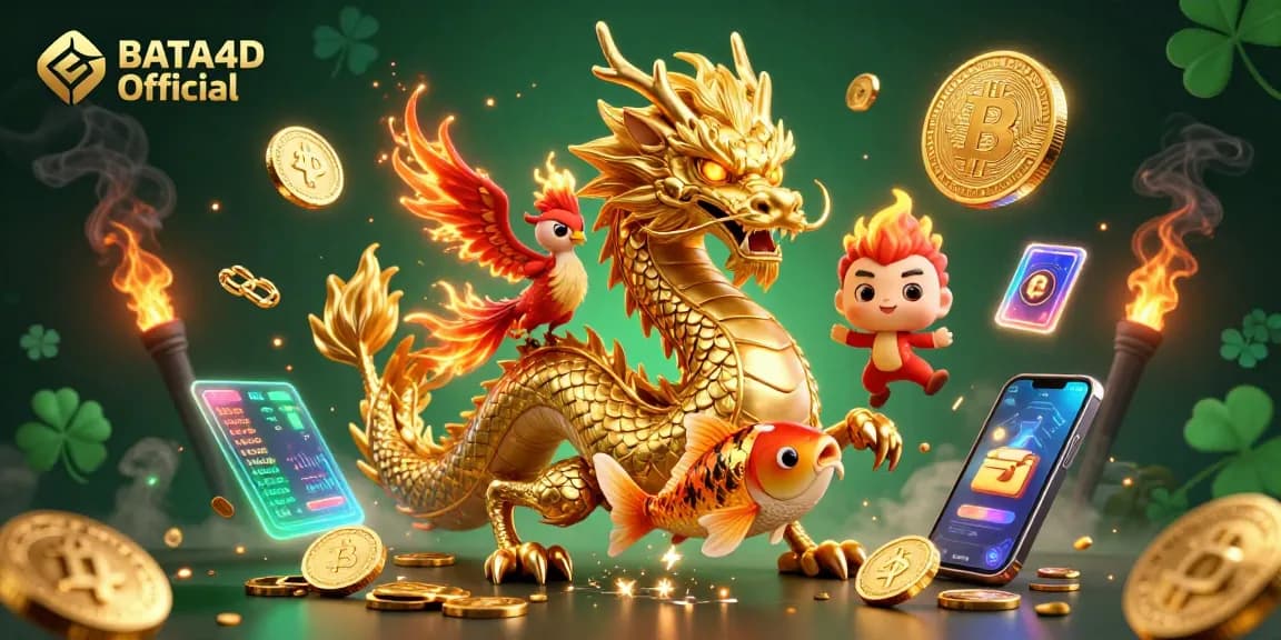 Menghadirkan aksi BATA4D Resmi, melihat naga emas mengawal phoenix dengan koin berkilau di sekitarnya