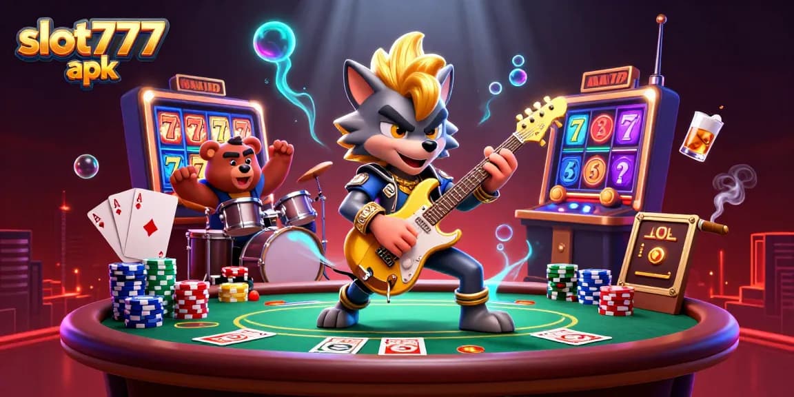 Spin the reels and win big with slot777 apk in this vibrant casino scene.