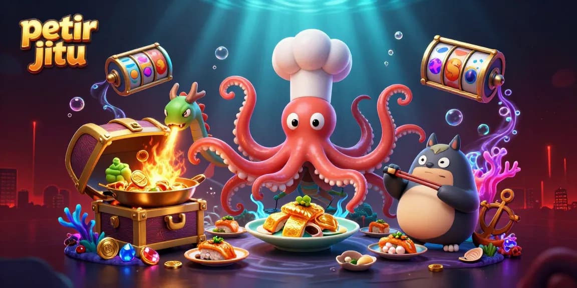 Permainan petir jitu yang menarik dengan karakter lucu dan elemen kasino di bawah laut.