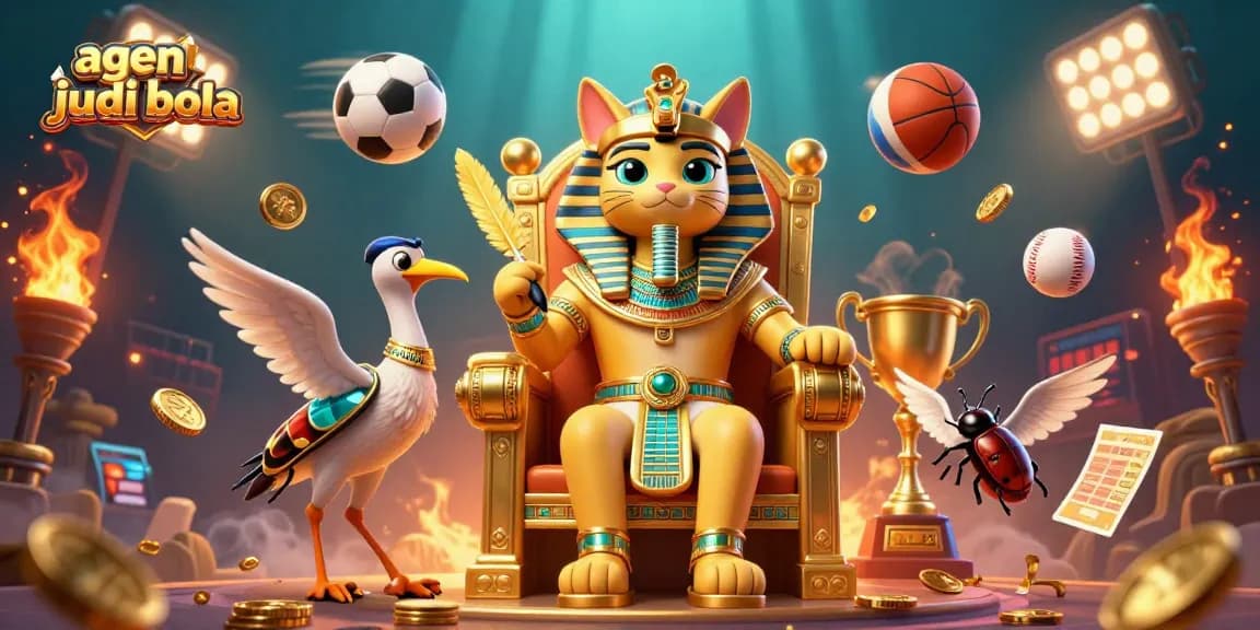 Bet on agen judi bola with captivating scenes of ancient royalty and dynamic sports elements.