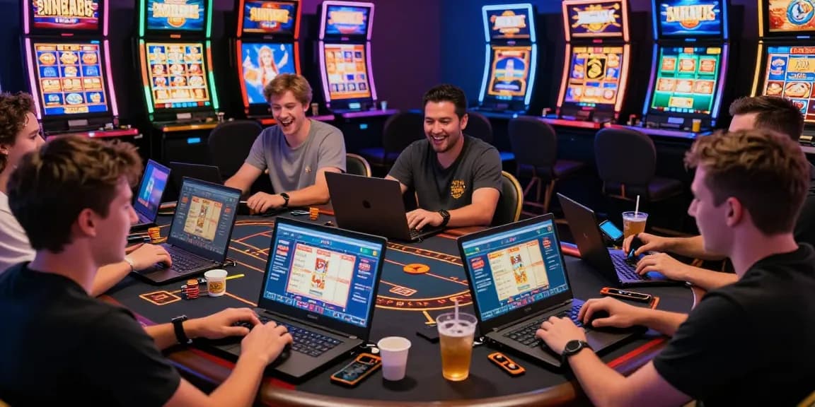 Coloksgp link alternatif displayed on multiple devices in a lively gambling setting.