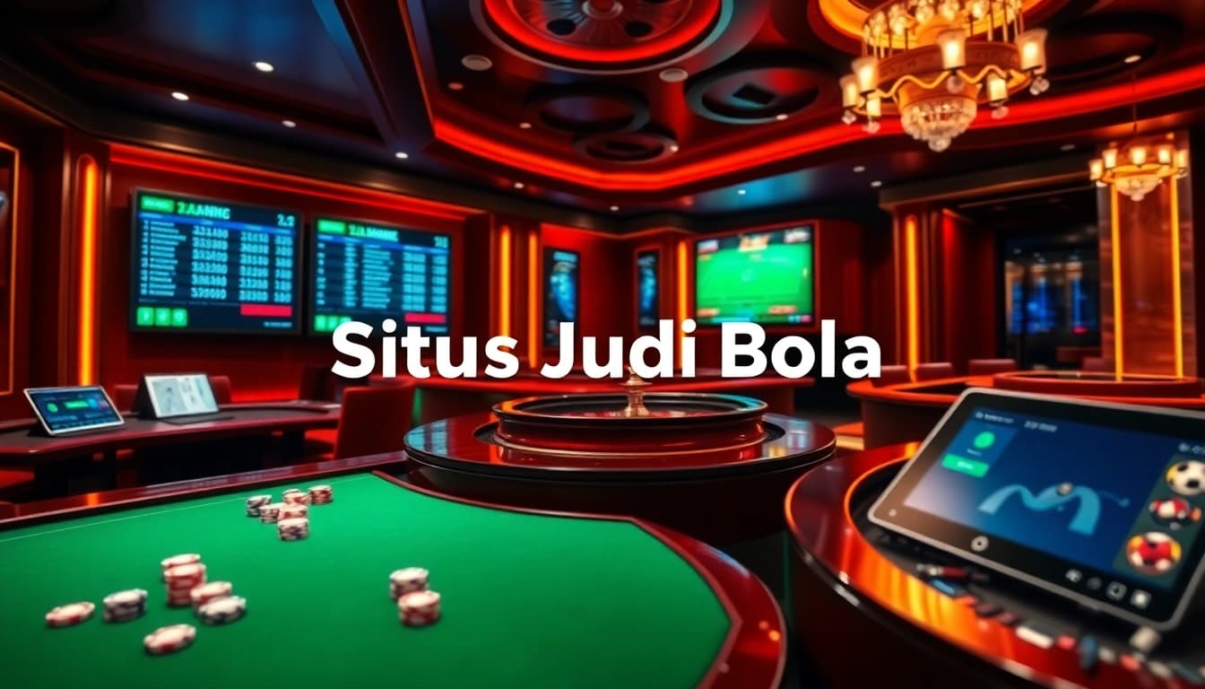 Situs Judi Bola betting table showcasing chips and odds for a dynamic gaming experience