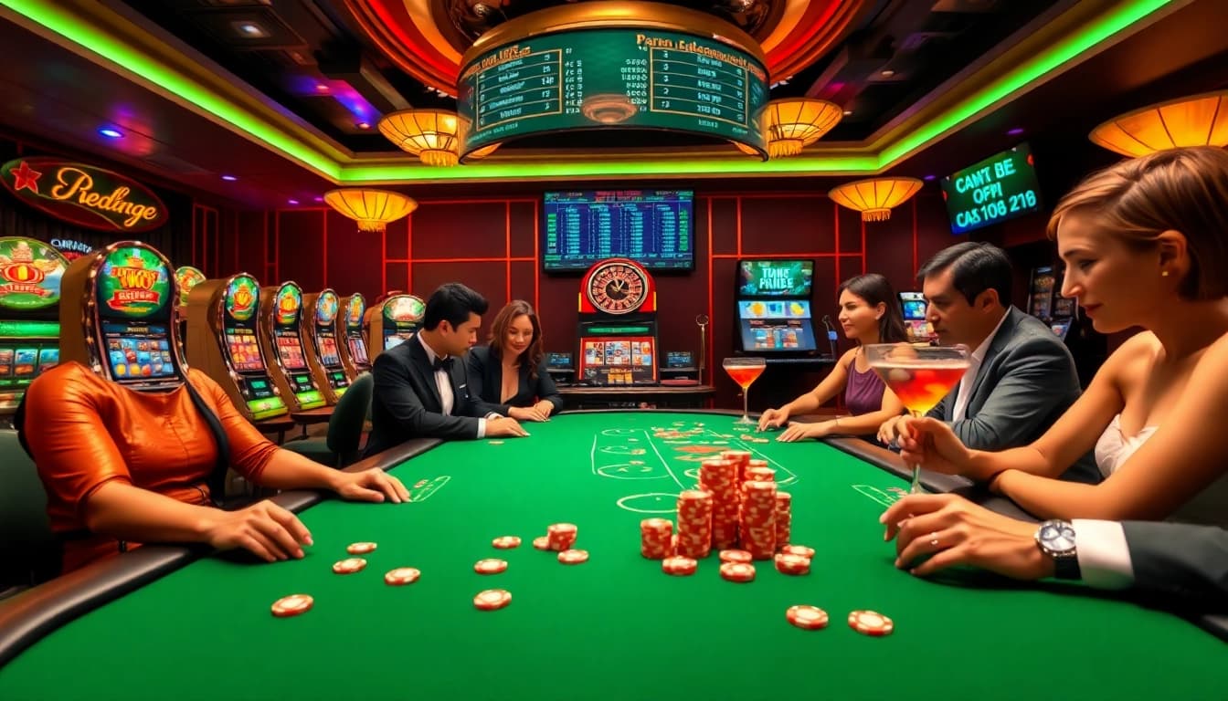 A thrilling poker game is in action at MM OO, highlighting vibrant casino excitement and professional players.