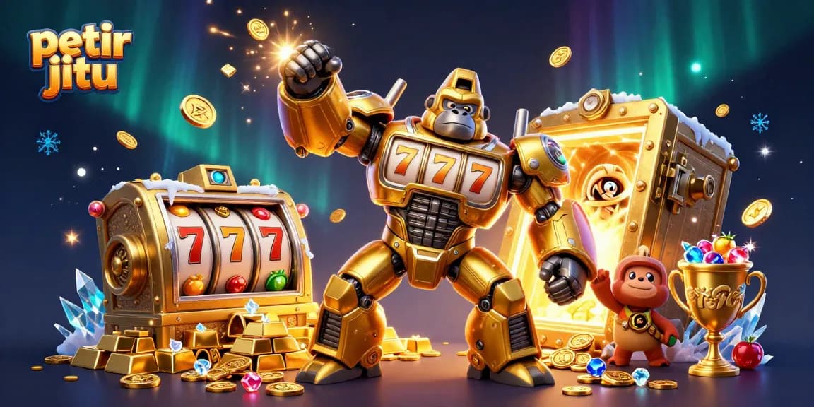 Menggoda keberuntungan di petir jitu dengan karakter gorila mecha slot dan harta karun bercahaya.