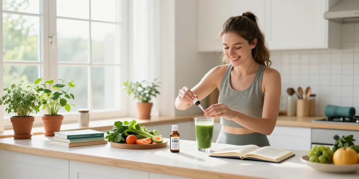What is the legal vaping age in Cyprus highlighted in a healthy environment featuring organic CBD oil, plants, and wellness essentials.