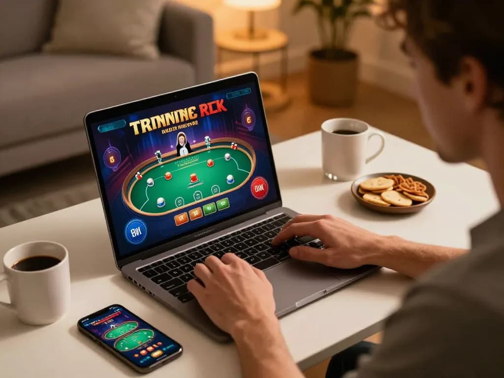 Engaging gameplay on lode88's online platform with poker interface visible, showcasing strategic action.