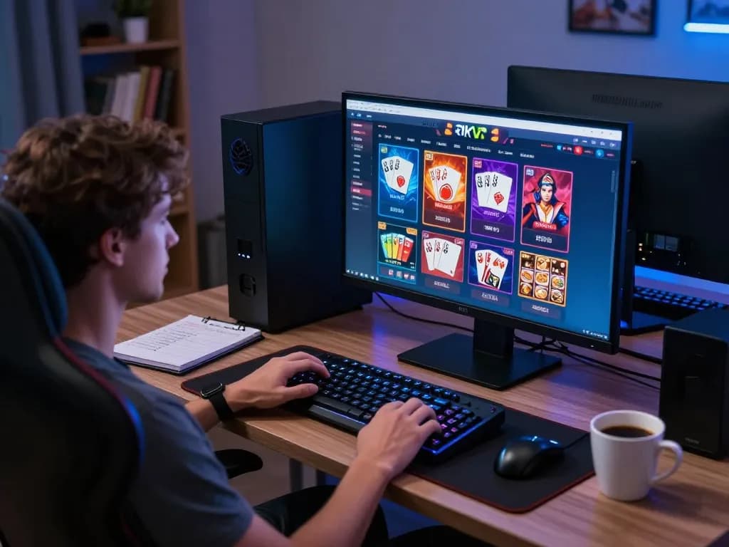 Engaging gameplay with RIK VIP casino platform displayed on a stylish home gaming setup showcasing a modern atmosphere.