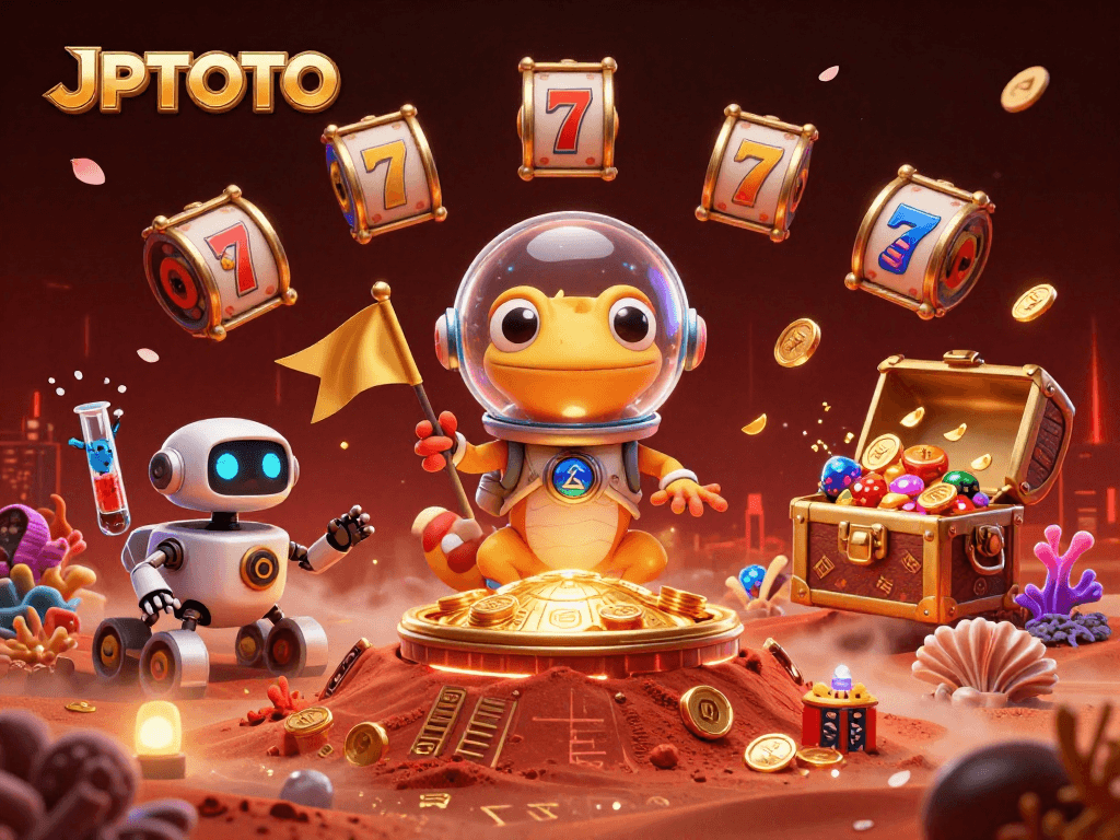 Experience jackpot excitement with JPTOTO's thrilling Martian casino adventure amidst cinematic visuals.