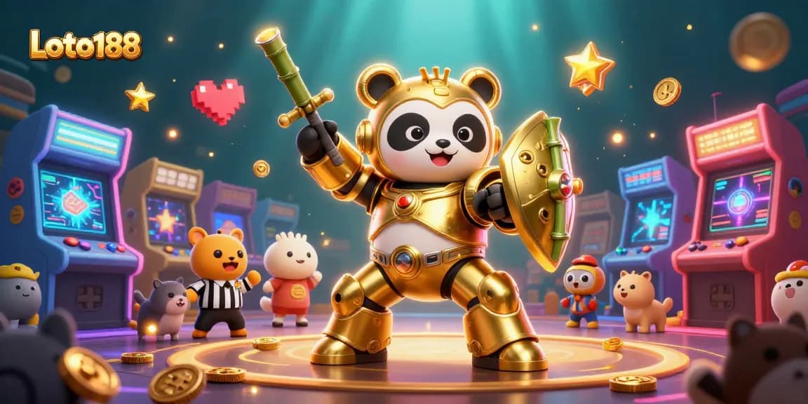 Experience exciting gameplay at Loto188 with a dynamic and colorful casino-themed illustration.