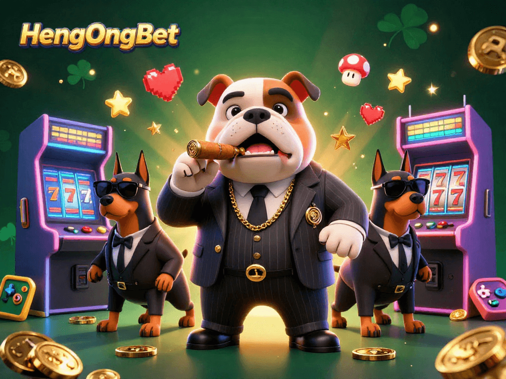 Experience thrilling gameplay at HengOngBet with a dynamic casino scene featuring exciting characters and vibrant gaming elements.