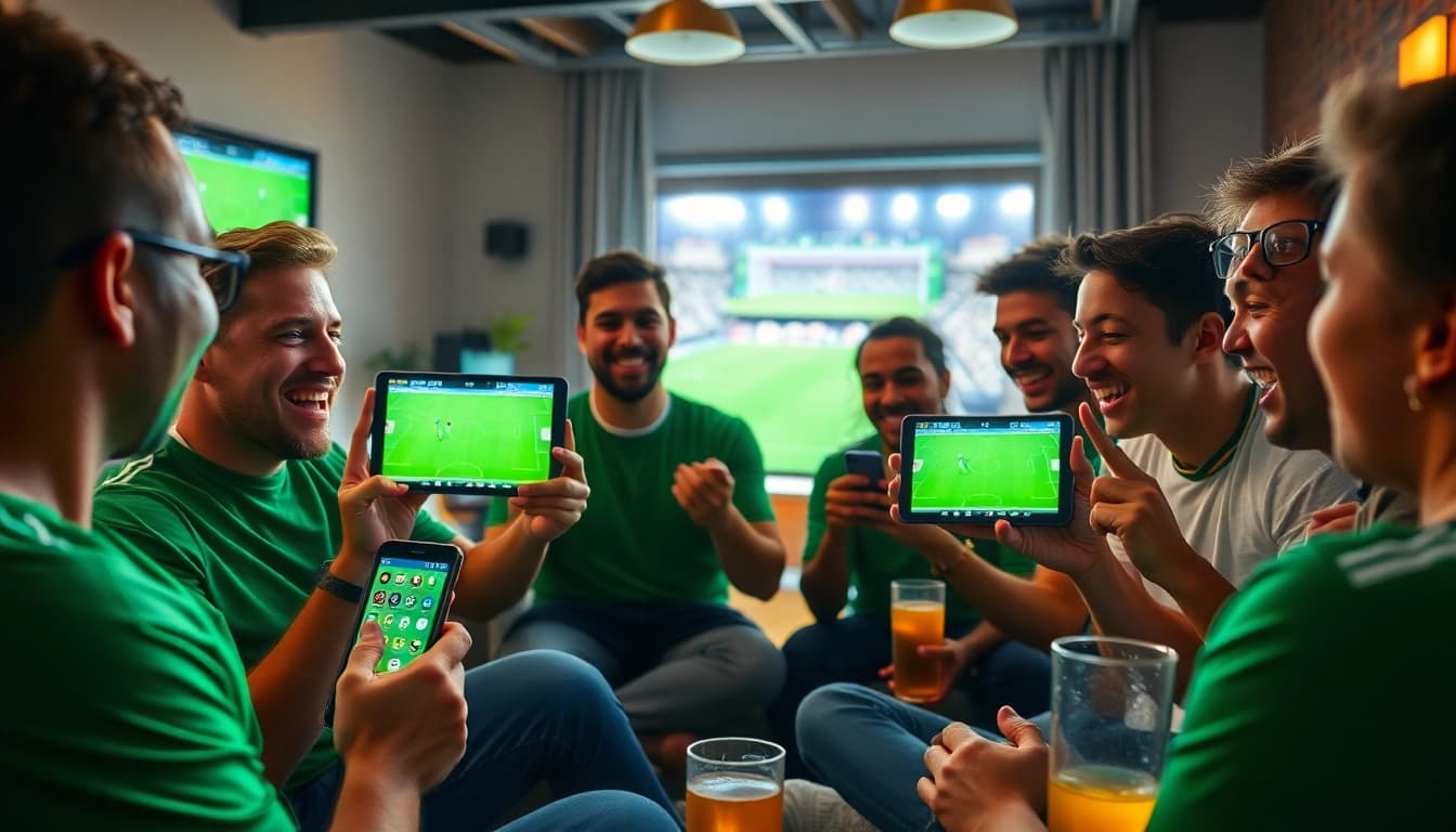 Fans passionately watching live soccer on devices through socolive.com.co, showcasing excitement and community.