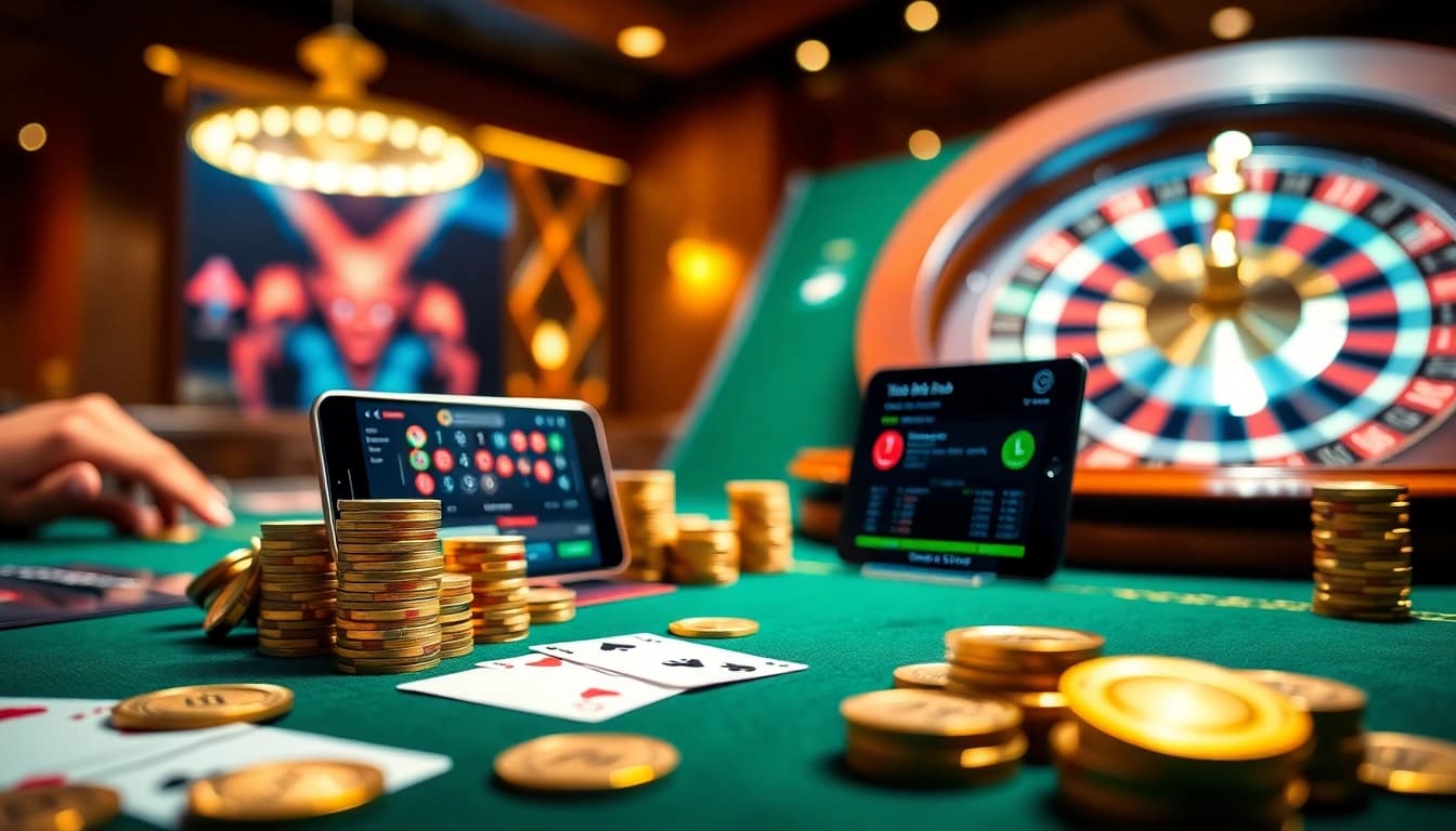 Experience the thrill of sepuhplay with vibrant casino gaming, featuring poker chips and roulette.