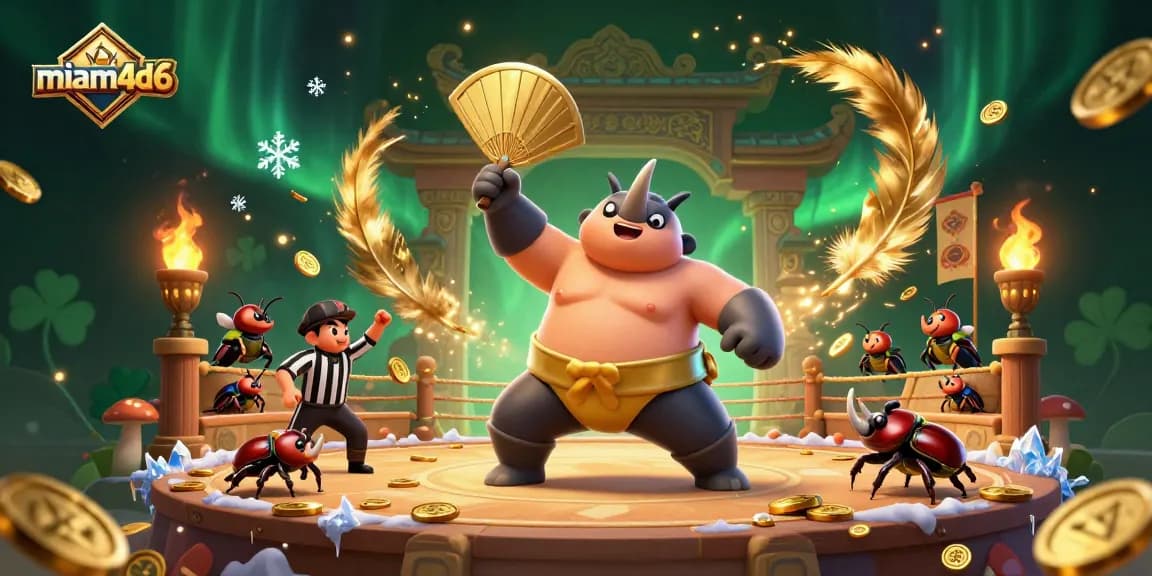 Experience the excitement of miami4d6 with a beetle champion delivering winning moves in an energetic casino scene.