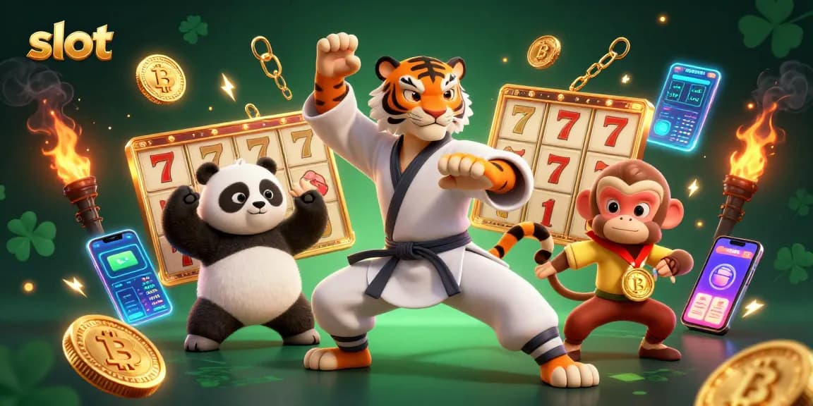 Menggunakan slot pada permainan kasino, tiga karakter lucu beraksi dalam ilustrasi digital yang kaya warna dan detail