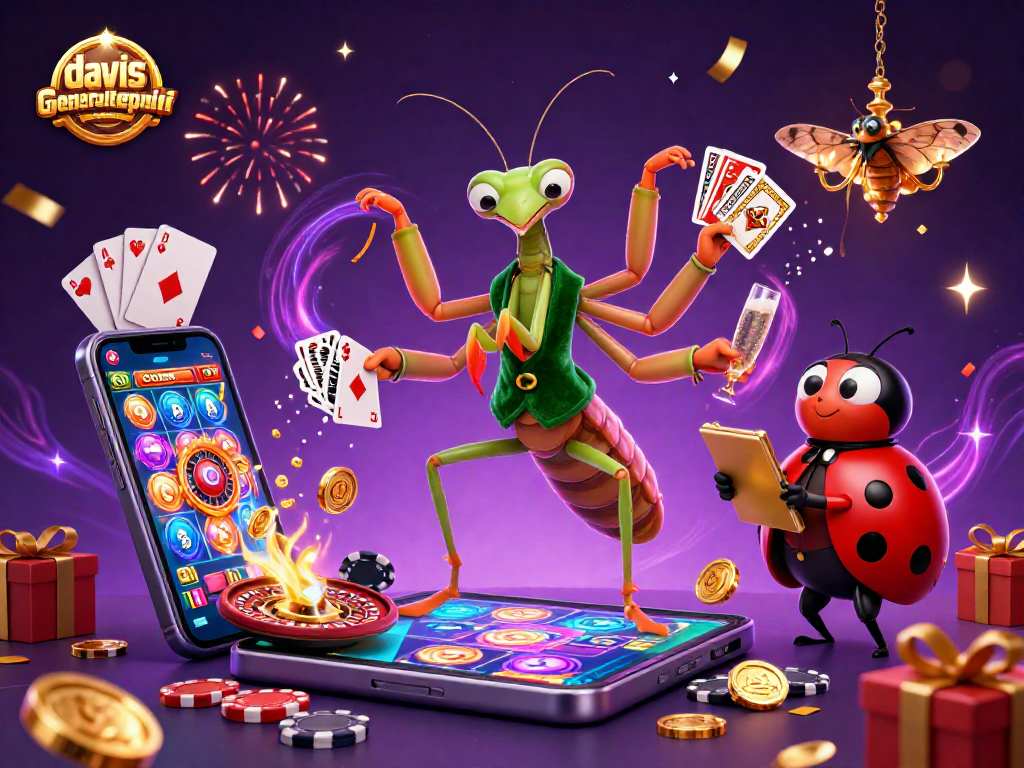 Davisgeneralrepair showcases a vibrant casino scene with characters engaging in thrilling card games, celebrating wins.