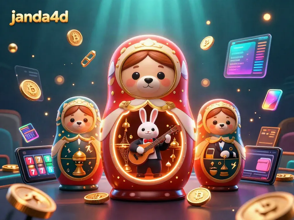 JANDA4D menyajikan permainan slot online yang mengasyikkan dengan karakter beruang dan kelinci dalam ilustrasi 3D.