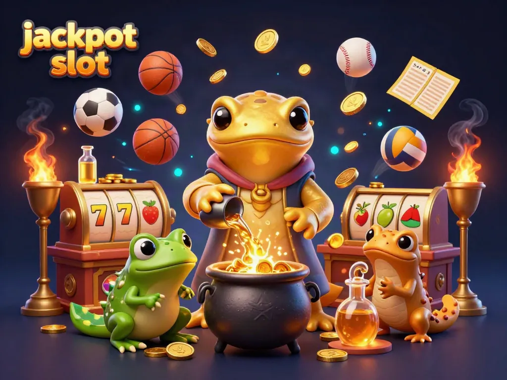 Experience the thrill of jackpot slot gaming with a vibrant illustration of golden salamanders and gold coins.