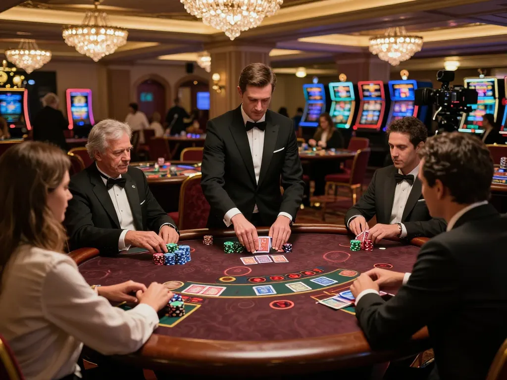 Experience strategic blackjack gameplay at 888New, highlighted by a luxurious casino atmosphere.