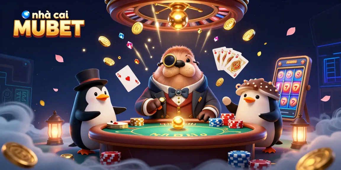 Engage with nhà cái MUBET's underwater poker table featuring a bluffing pufferfish and a sophisticated penguin dealer.