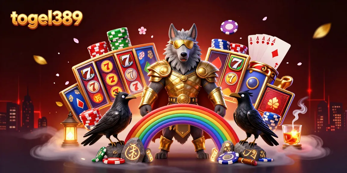 Engage with togel389 slots showcasing high RTP and jackpots through vibrant 3D illustration.