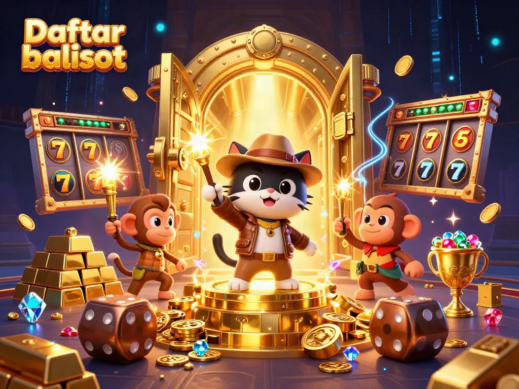 Spin the reels of Daftar balisot and uncover treasures with our unique casino illustration.