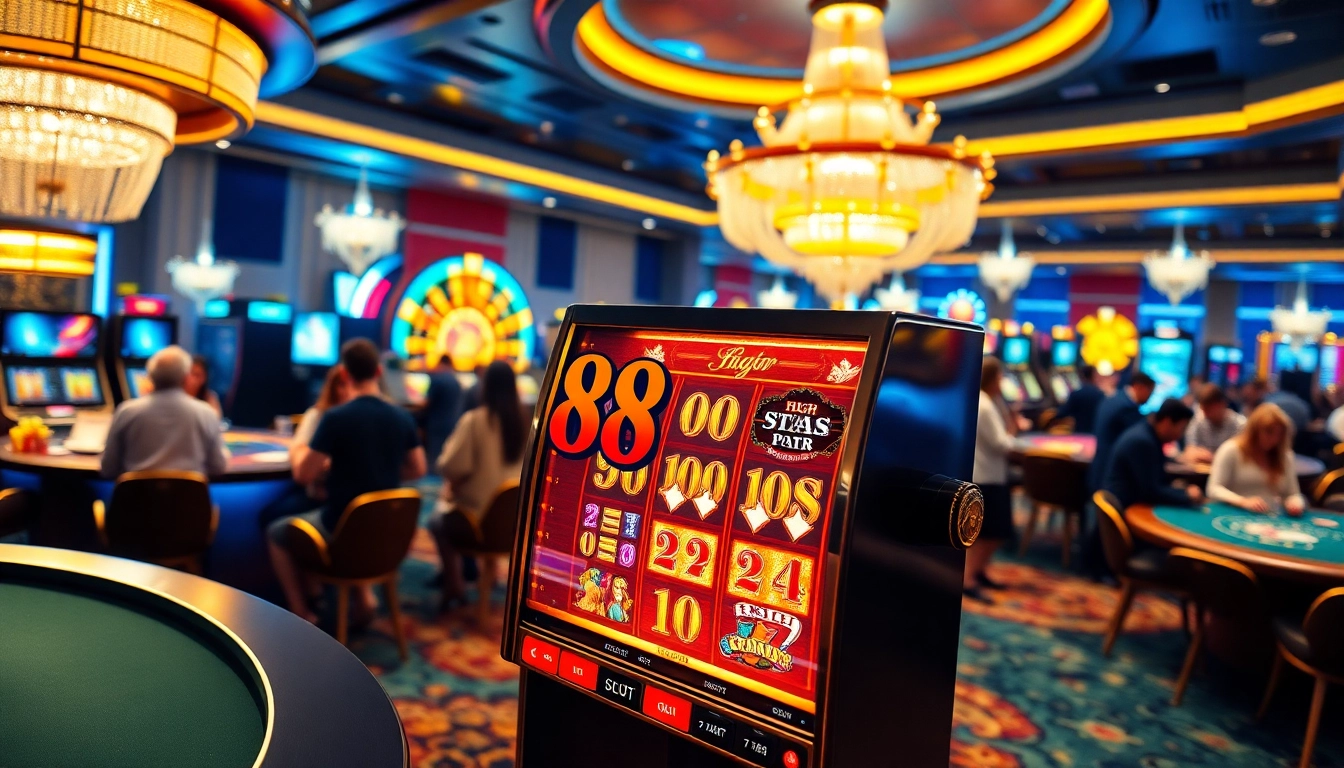 Engaging players at the slot88 gaming machine in a luxurious casino setting.