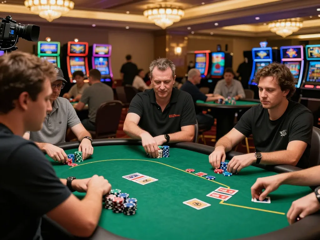 mm88 poker game in a casino with players making strategic bets and showcasing intense gameplay.