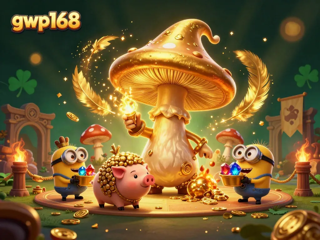 GWP168 menyajikan wizard jamur emas dalam arena pertaruhan yang megah.