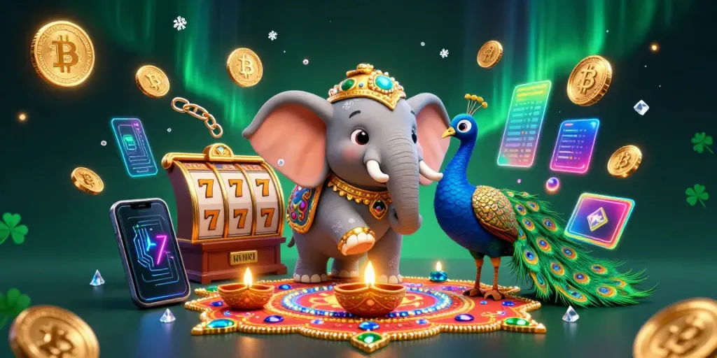 Play and win at the safest casino sites in Australia with vibrant 3D visuals featuring a festive elephant.