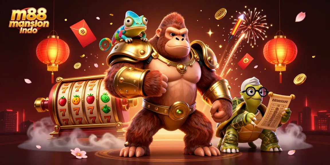 Rasakan m88 Mansion Indo dengan ilustrasi 3D yang hidup menampilkan elemen kasino dan karakter.