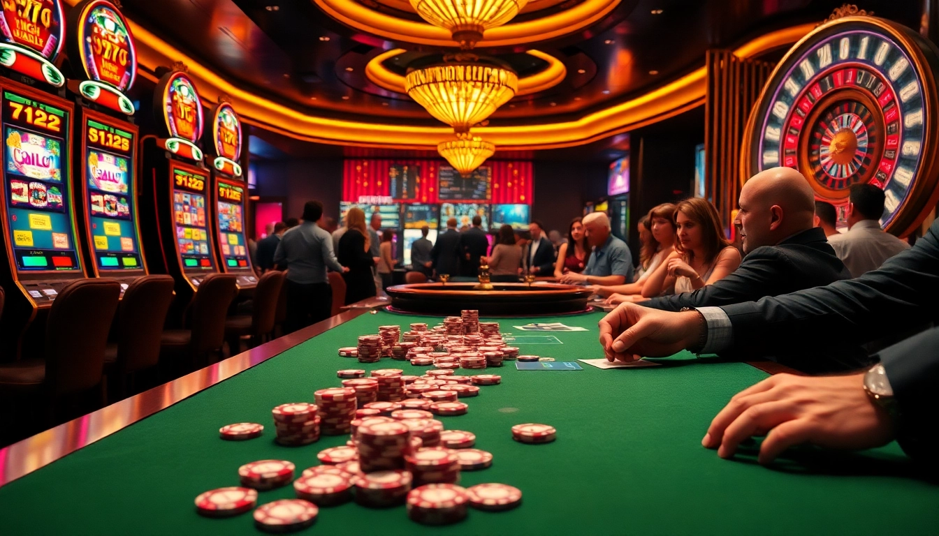 Engaging scene of slot gacor machines with players enjoying an exhilarating casino experience.