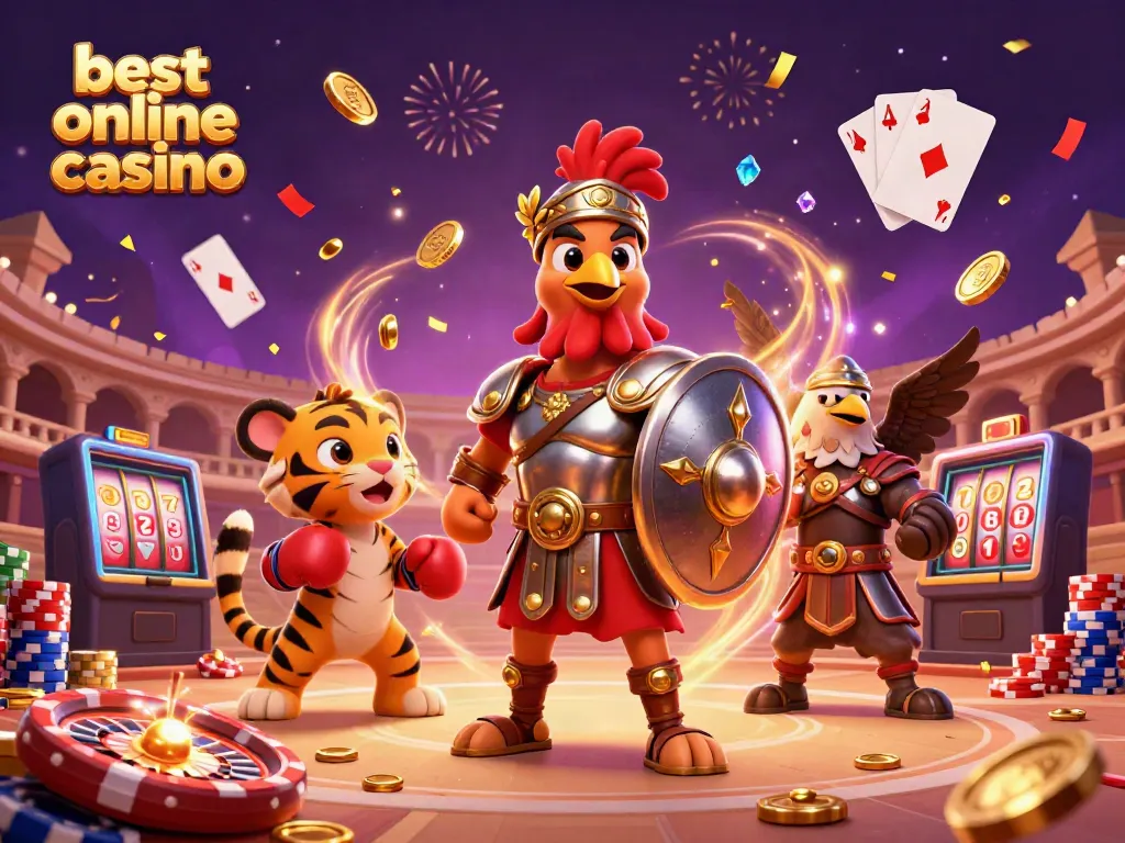 Experience the thrill of the best online casino with engaging characters in a lively scene.