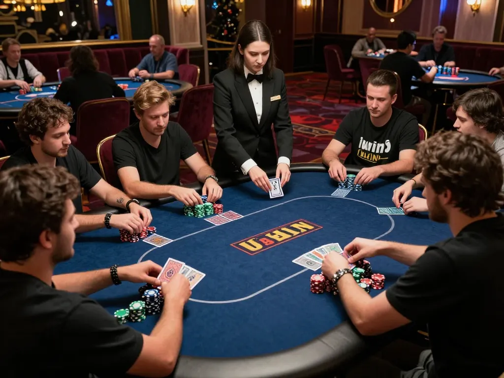 Iwin players enjoying an intense poker game with high-stakes bets and luxury surroundings.