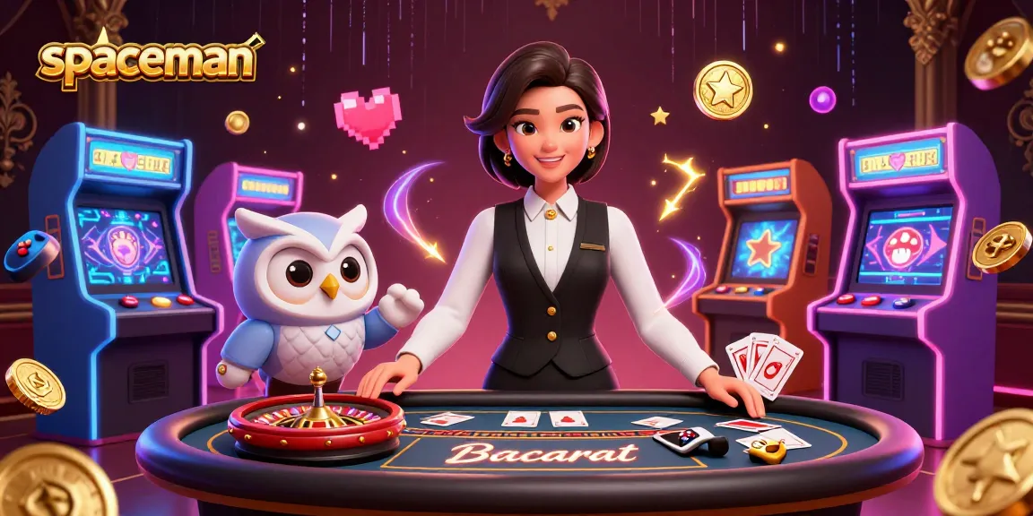 Play the spaceman slot game with a charming dealer and engaging casino elements.