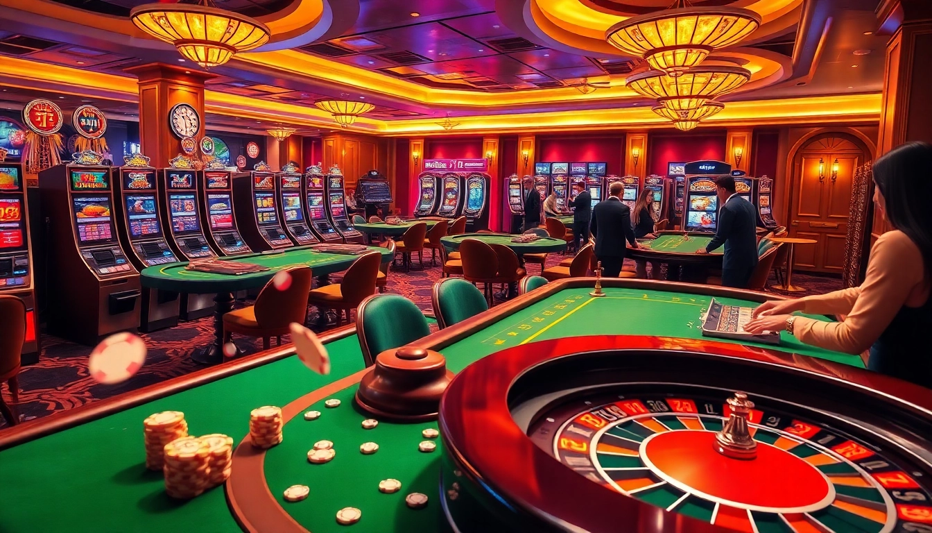 Experience luxury and excitement at situs 11 with players enjoying vibrant slot machines and classic games.