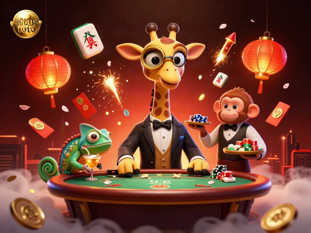 Experience situs toto gaming excitement with vibrant 3D characters and energetic casino elements.