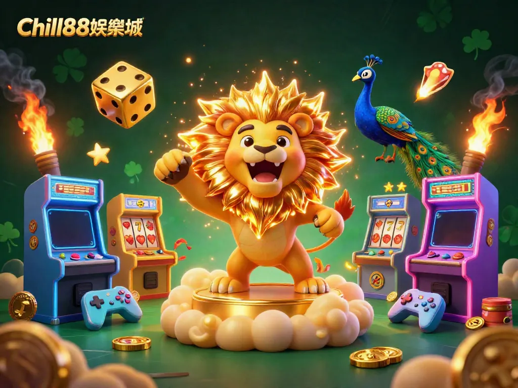Chill88娱乐城 围绕着金色主角的热闹赌博场景。