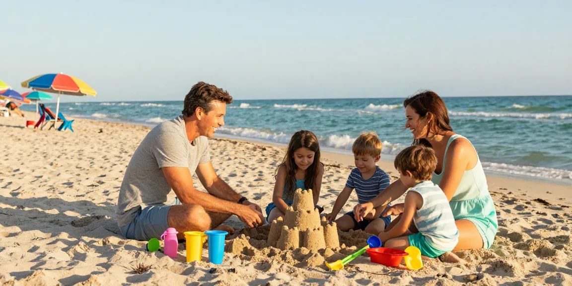 Keluarga menikmati waktu bersama di https://miami4d.com/ dengan bermain di pantai Miami yang cerah.