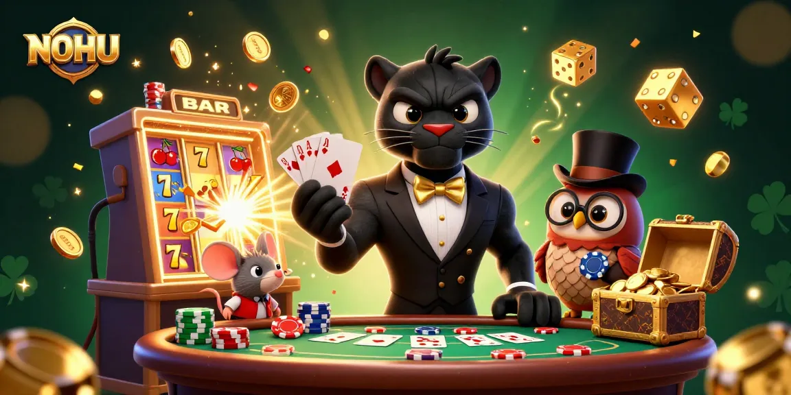 Experience thrilling games at NOHU with a stylish black panther dealer and lucky symbols.