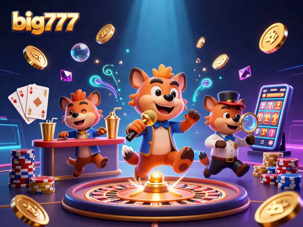 Experience thrilling wins with big777 in this vibrant casino scene featuring hyenas!